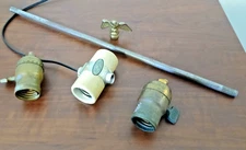 Vintage Lot of Brass/Porcelain Lighting Parts (5) Pieces