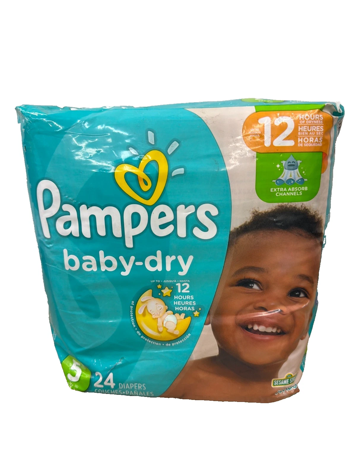 Vintage Pampers Baby Dry Diapers Size 5 / 24 Ct / 27+ lb
