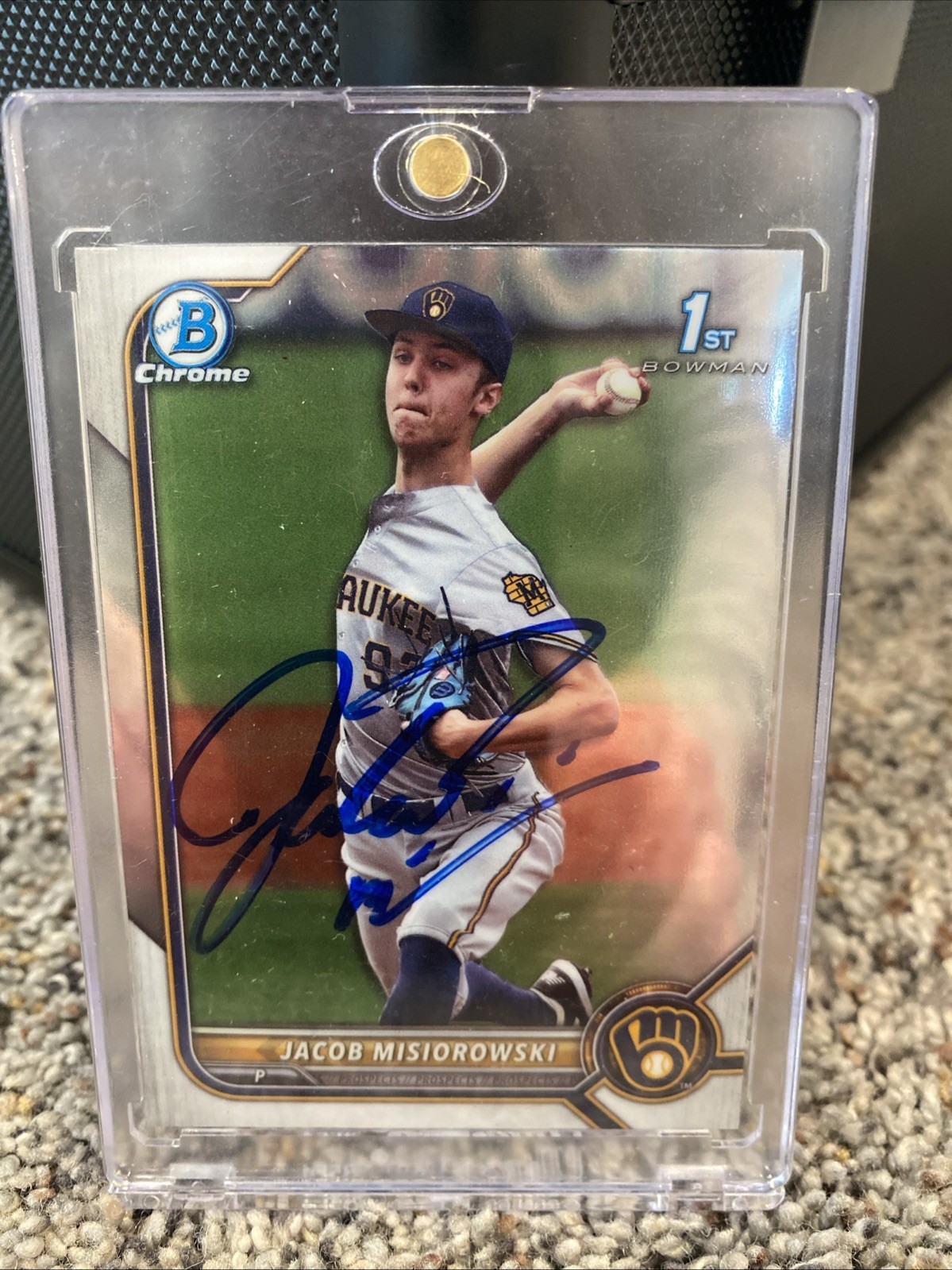 2022 Jacob Misiorowski 1st Bowman Chrome On Card Auto Rookie BDC-132
