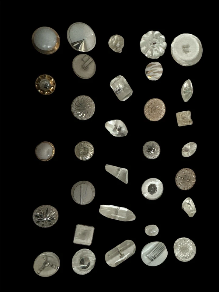 Antiguo Vintage Botón Vidrio Colección Victoriano Y Art Deco Lote de 32 Foto 3 de 4