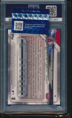 PSA 10 SHOHEI OHTANI/OTANI 2018 BOWMAN #49 LA ANGELS Rookie Card