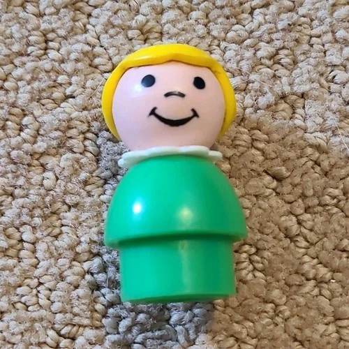 Fisher-Price Little People Boy Figure Green Outfit Yellow Hair Vintage 1963-1996