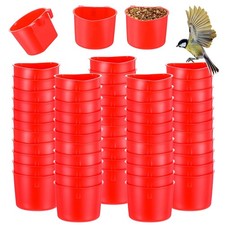 60 Pieces Cage Cups Birds Hanging Feeders Seed Bowl 8 oz Plastic Chicken Feed...