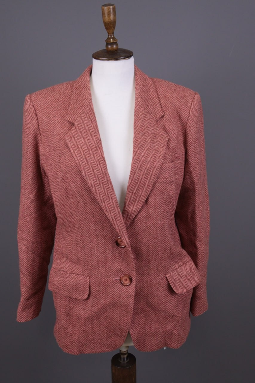 Giacca blazer monopetto YVES SAINT LAURENT bordeaux tweed lana taglia 42