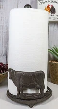 13.5 Inch High Farm Cow Cast Iron Paper Towel Holder Stand Home Decor