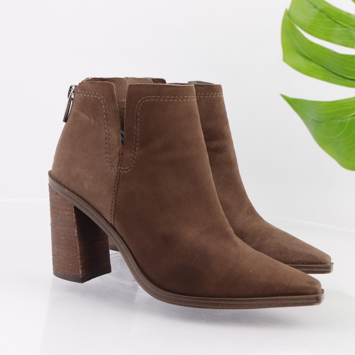 Vince Camuto Womens Welland Boot Size Brown Suede Pointed Block Heel  Bootie