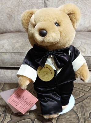Bearly People Groom Tuxedo Teddy Bear with Stand 12'' Vintage 1991