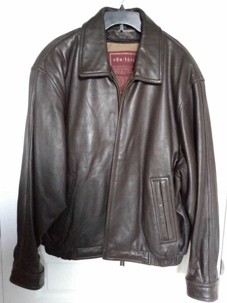 Couture by J. Park Brown Lamb Leather Bomber Jacket - Men's Size LARGE