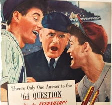 Baseball Eversharp Skyliner Set Pens Vintage 1946 Ad Magazine Print Writing