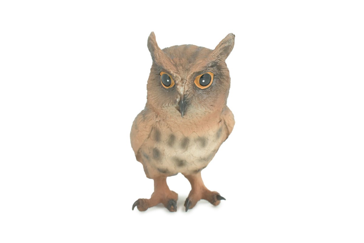 Great Horned Owl Toy, Realistic Hand Painted Rubber Bird Model