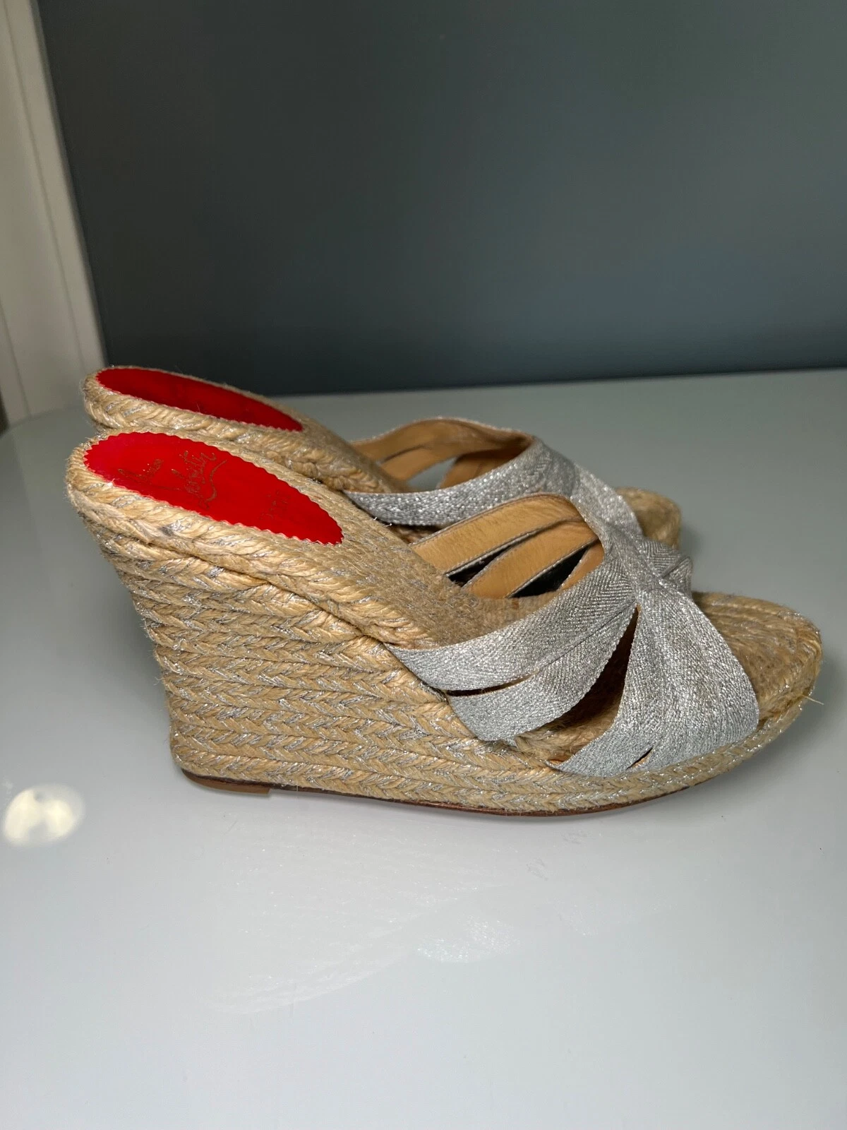 Christian Louboutin — Christian Louboutin Metallic Espadrille Wedges Size: 11 | IT 41  Free Shipping!