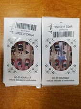 2 Boxes of 24: Halloween Red Teeth Blood Medium Coffin Press On Nails - 9D-1775 