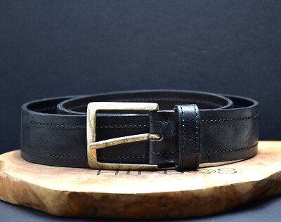 Brax Vintage Herren Leder Jeans Gürtel Schwarz Größe 32