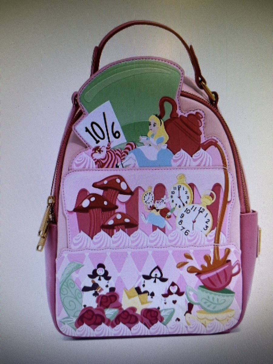 DISNEY LOUNGEFLY NWT Alice in Wonderland‎ Pink Cake Mini Backpack Tea Party Loungefly Disney Alice in Wonderland Unbirthday Tea Party  main image 4
