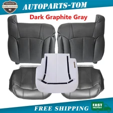 For 1999 2000 2001 2002 Chevy Silverado GMC Sierra Leather Seat Covers Graphite