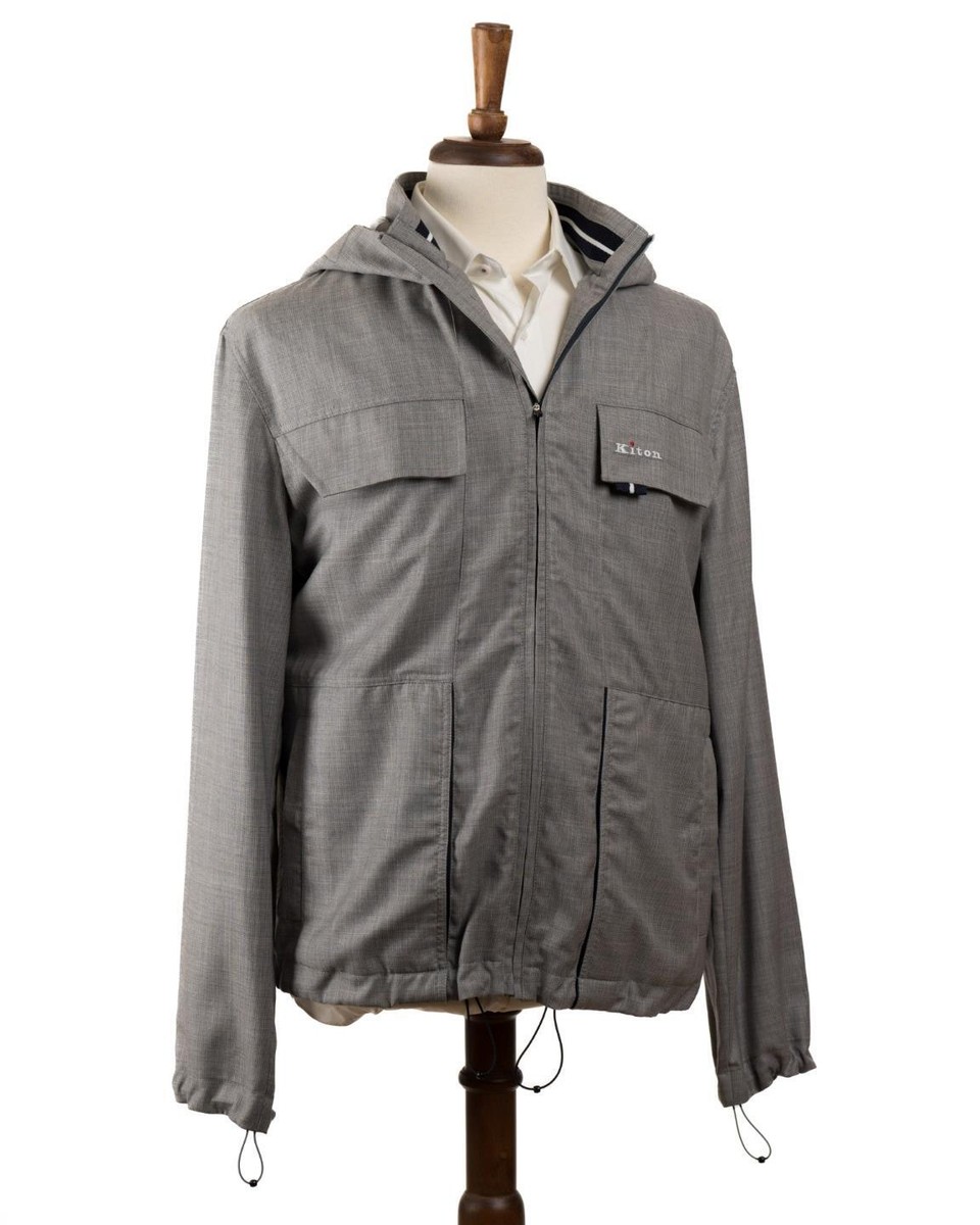 Kiton Napoli $5,495 Gray Textured Virgin Wool Polyamide Blend