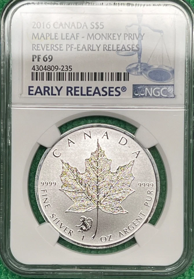 2016 Canada $5 Maple Leaf Monkey Privy Reverse Proof Early Release NGC PF 69 - Image 2 of 4