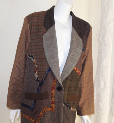 Mary Flanagan Sz L Wearable Art Nothing Matches Wool Amazing Blazer Jacket
