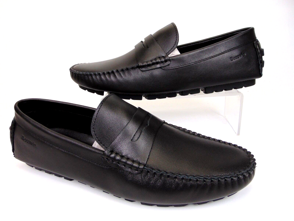 Bosswin Genuine Black Leather Loafers Slip On Casual Driving  display picture 1
