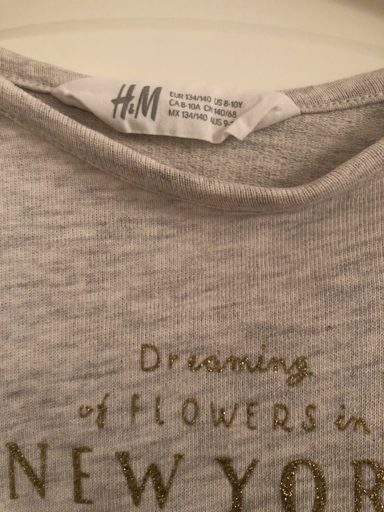 Kleid, H&M, Größe 134/140, grau-beige meliert mit Blumen