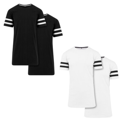Build Your Brand Stripe Jersey Tee 2-Pack T-Shirt Oberteil Streifen Oversize Men