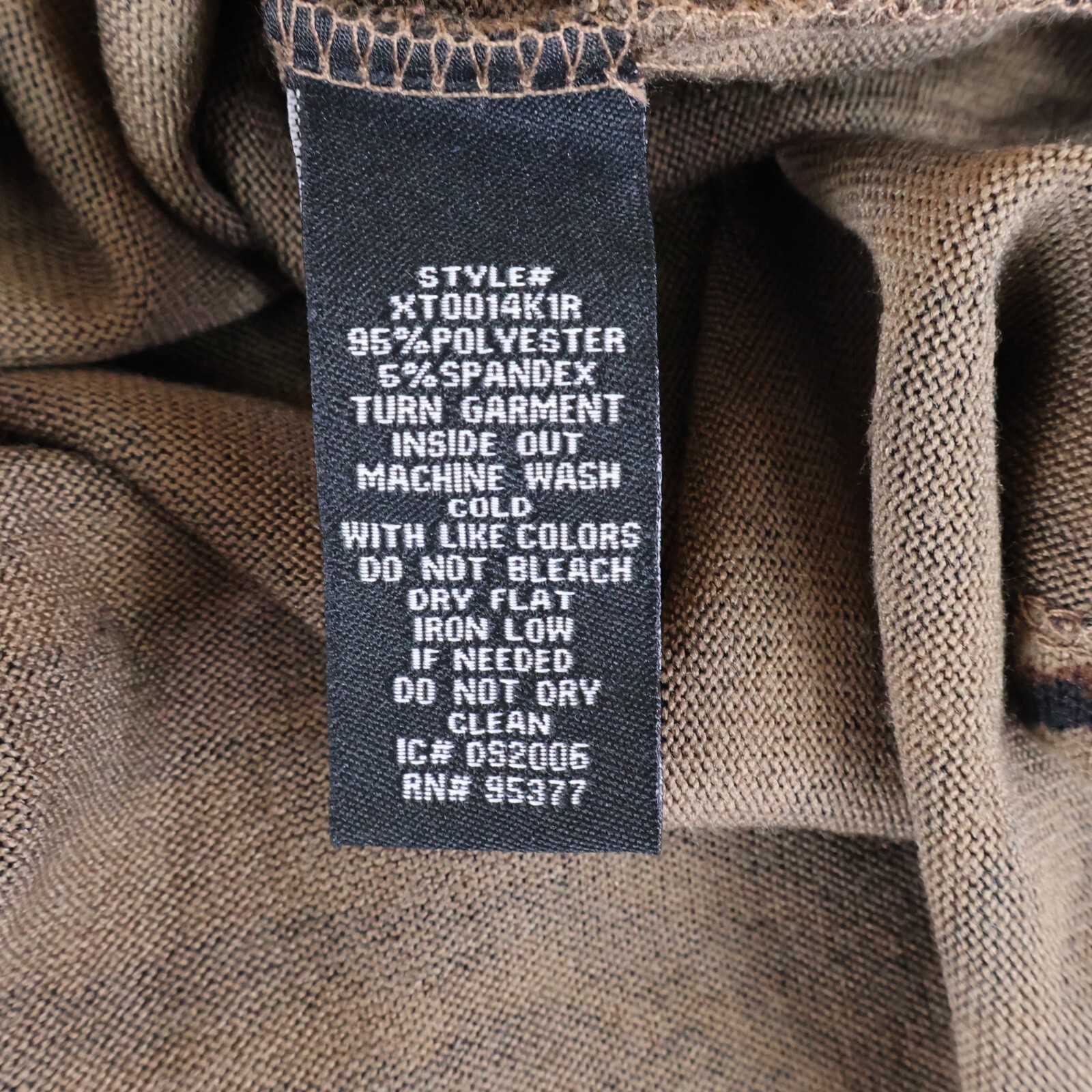 Sanctuary Long Sleeve Knit Top Womens M Brown Animal Print Stretch V-Neck Soft