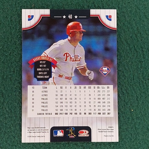 Bobbu Abreu Philadelphia Phillies 2002 Donruss baseball card #40 - Picture 2 of 2