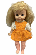 Vintage Horsman 16  Sleepy Eye Doll Blonde Blue Eyes in dress