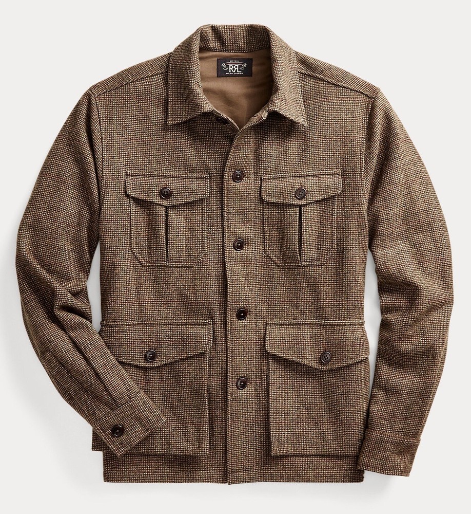 RRL Ralph Lauren Wool Blend Tweed Overshirt Jacket for Men Size L