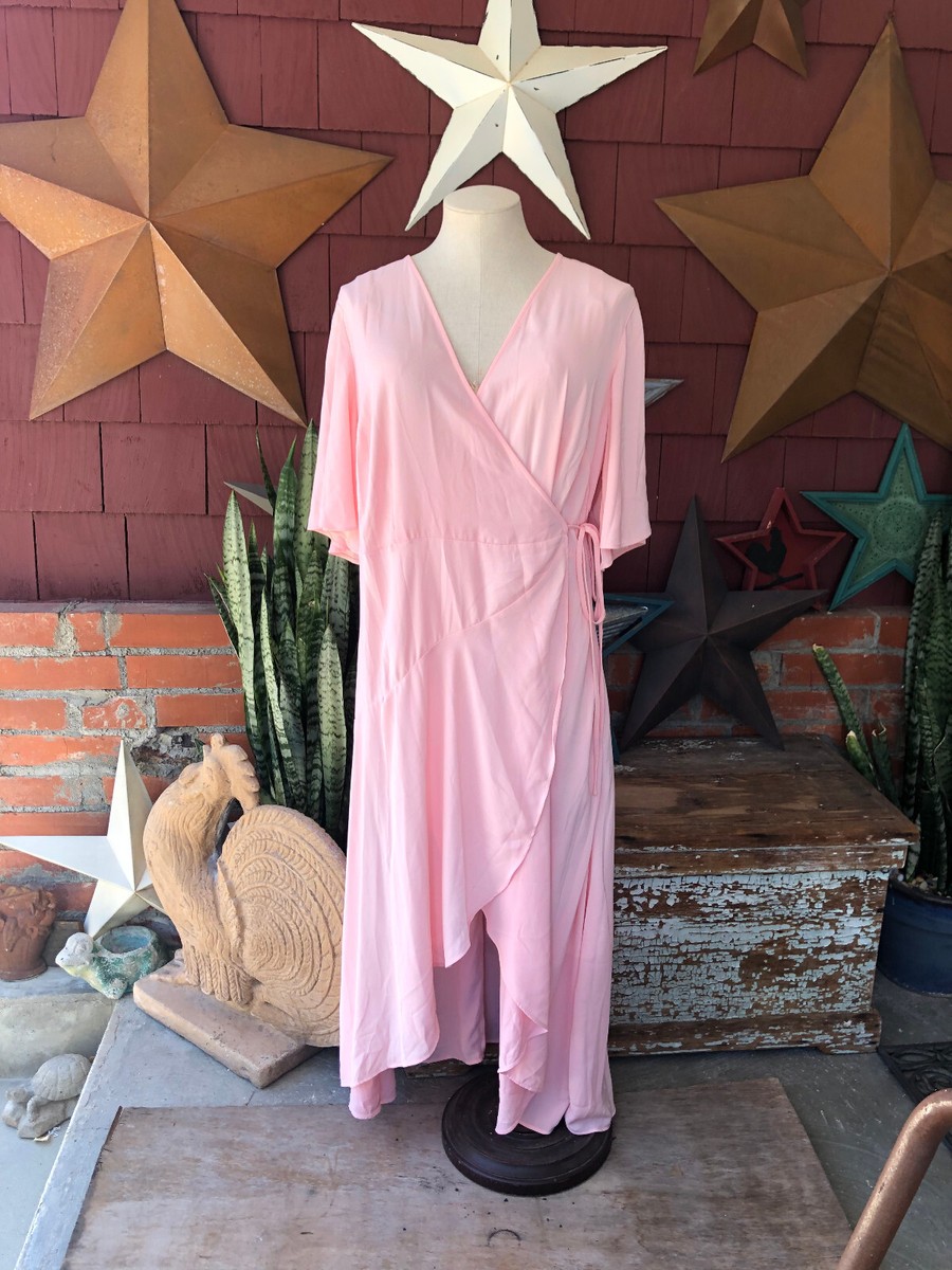 chinese dress ladies Genevieve Womens Ruffle Wrap Dress Shell Beach Pink – Mer St. Barth