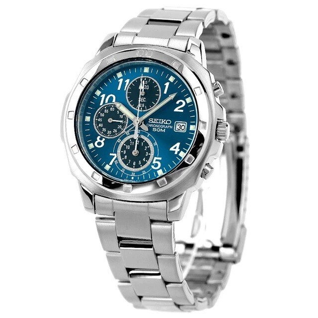 Seiko SND193P1 Blue Dial Mens Chronograph Watch