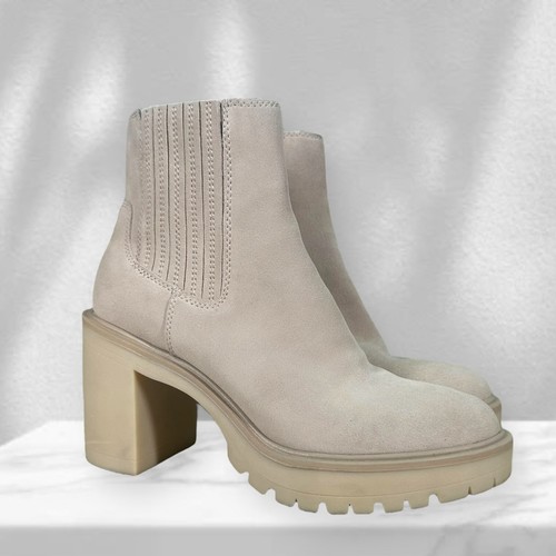 DOLCE VITA Suede Chelsea Boots 9.5 Caster H20 Dune Tan Waterproof Lug Sole Chic - Image 1