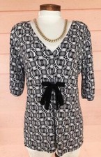 VINTAGE CAROLE LITTLE TUNIC TOP Sz L Cool EZ CARE V-Neck Blouse EXCLNT