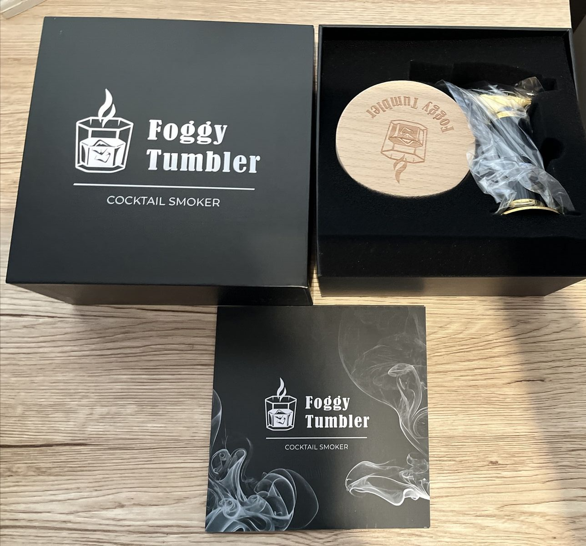 Foggy Tumbler Cocktail Smoker Kit w Gold Torch & 4 Wood Chips Flavors NEW |  eBay