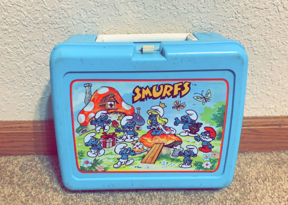 Vintage 80's Plastic Thermos KingSeeley SMURFS Lunch Box eBay