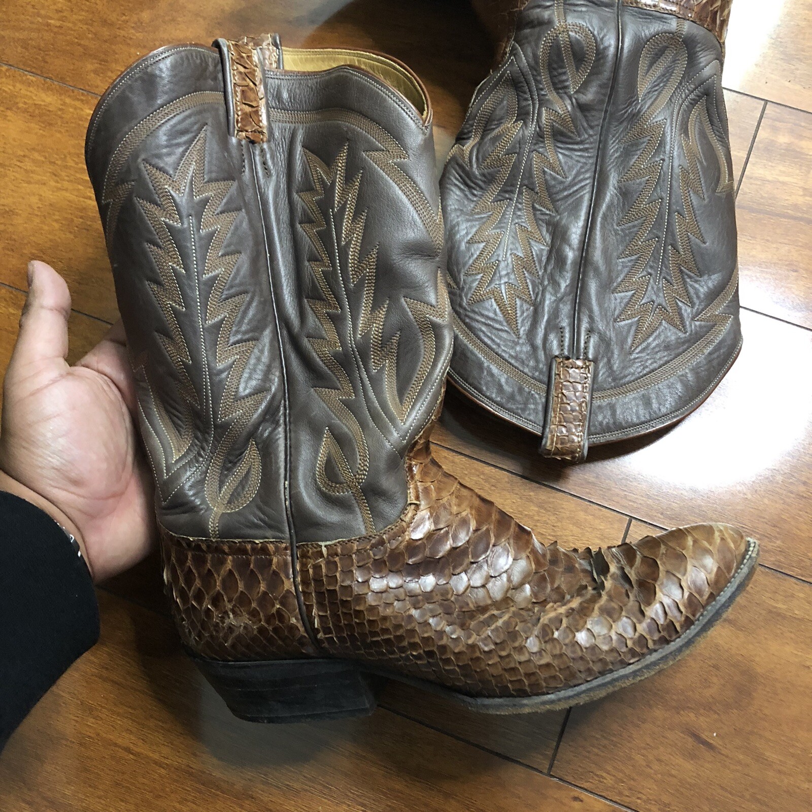 MINGO BOOT CO. Men's Cowboy Boots SIZE 9.5 Brown Snakeskin Western eBay