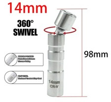 14mm Magnetic Swivel Thin Wall 3/8 Drive Standard Spark Plug Socket Removal Tool