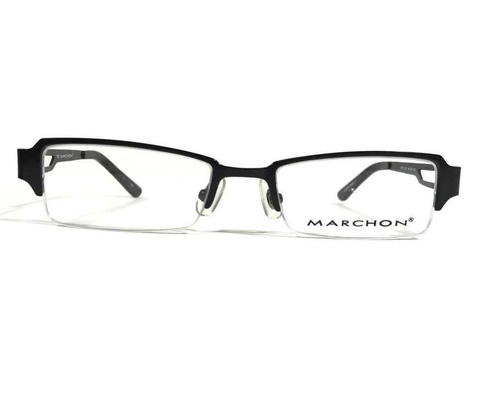 Marchon M221 027 Eyeglasses Frames Black Green Rectangular Half Rim 49-18-135