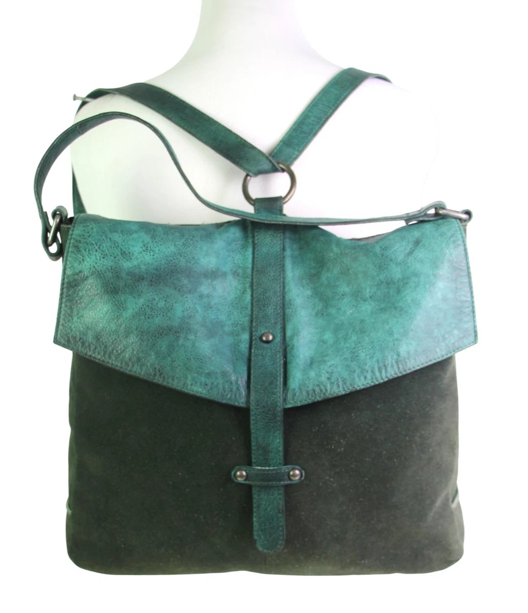 Free People Suede Leather Convertible Backpack Leather Bag Green Free People Paris Convertible Leather Backpack - Women main image 4