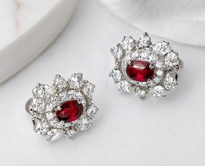 natürliche rote Spinell Silber Ohrringe 1,98 ct zertifiziert Edelstein Paar Handarbeit