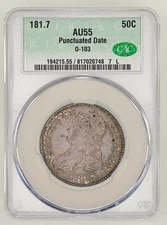181.7 Capped Bust Half Dollars CACG AU 55 CAC Punctuated Date O-103