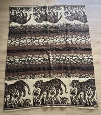 Vintage Peruvian Alpaca Wool Tiger and Llama Blanket 73 x58