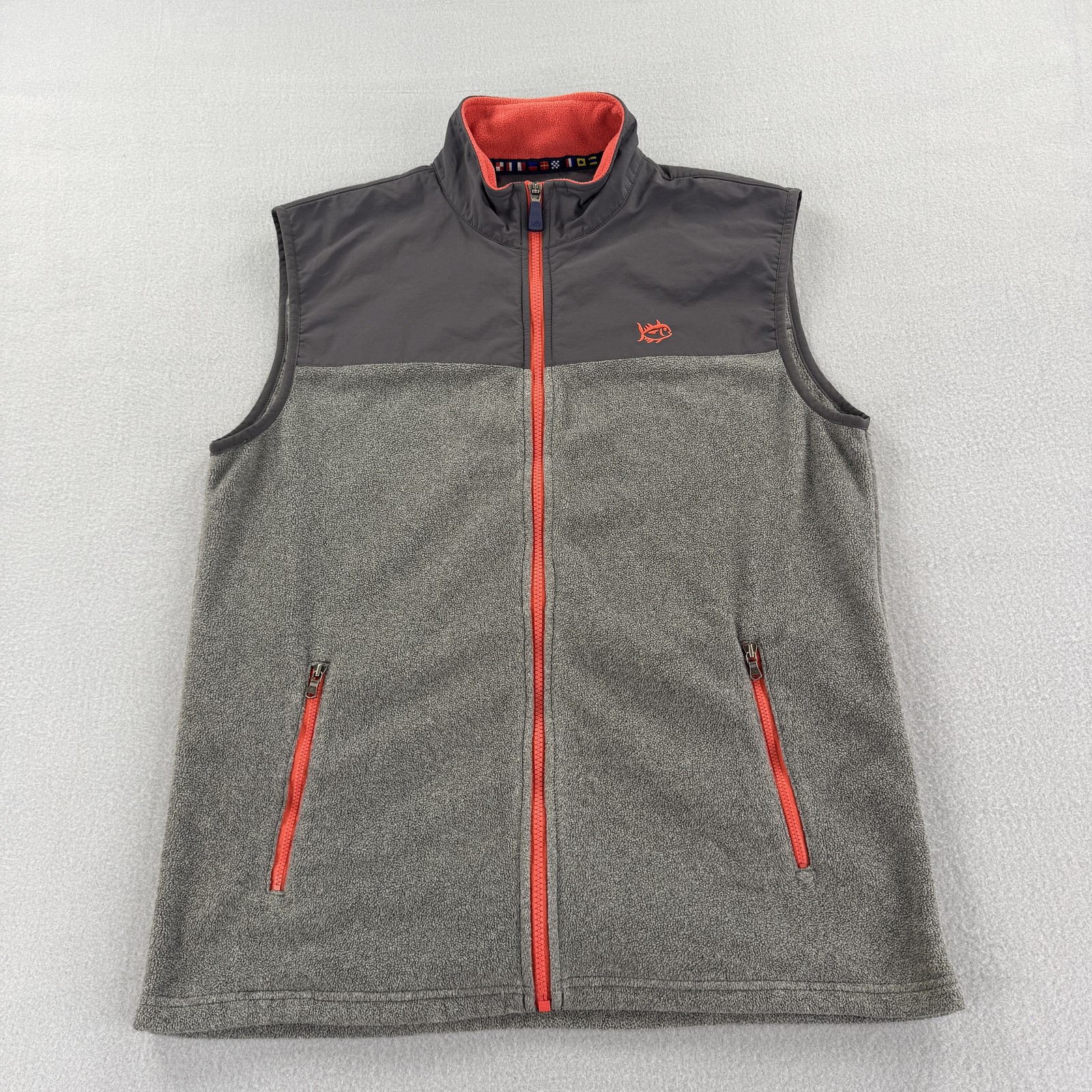 Southern Tide Vest Mens Medium Gray Fleece Sleeveless Full Zip Outdoor Fishing