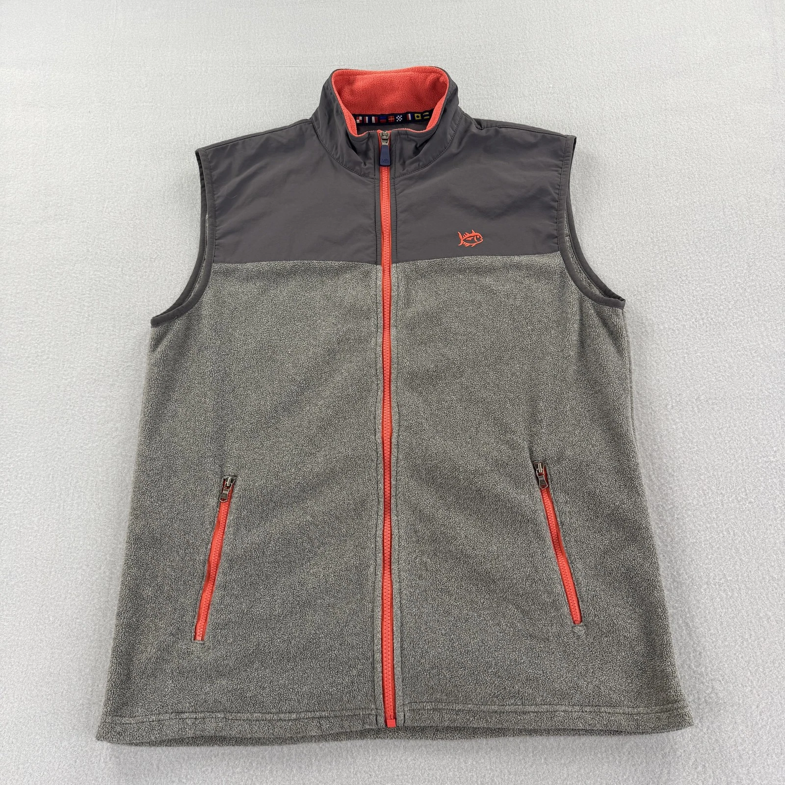 Southern Tide Vest Mens Medium Gray Fleece Sleeveless Full Zip Outdoor Fishing