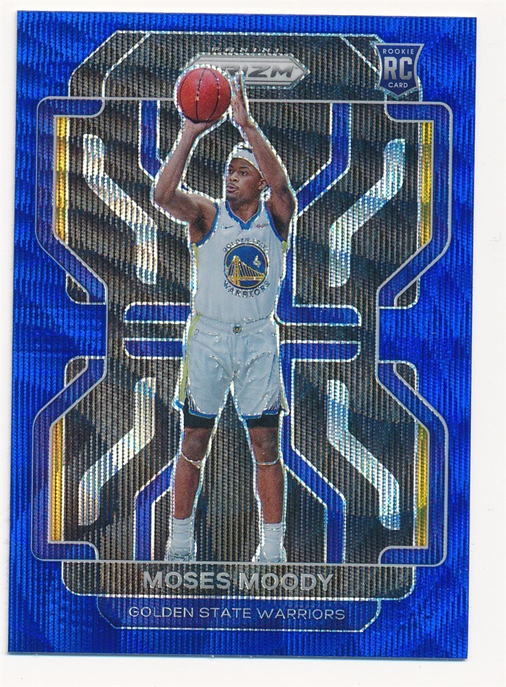MOSES MOODY 2021-22 PANINI PRIZM BLUE WAVE #308 RC ROOKIE WARRIORS MINT