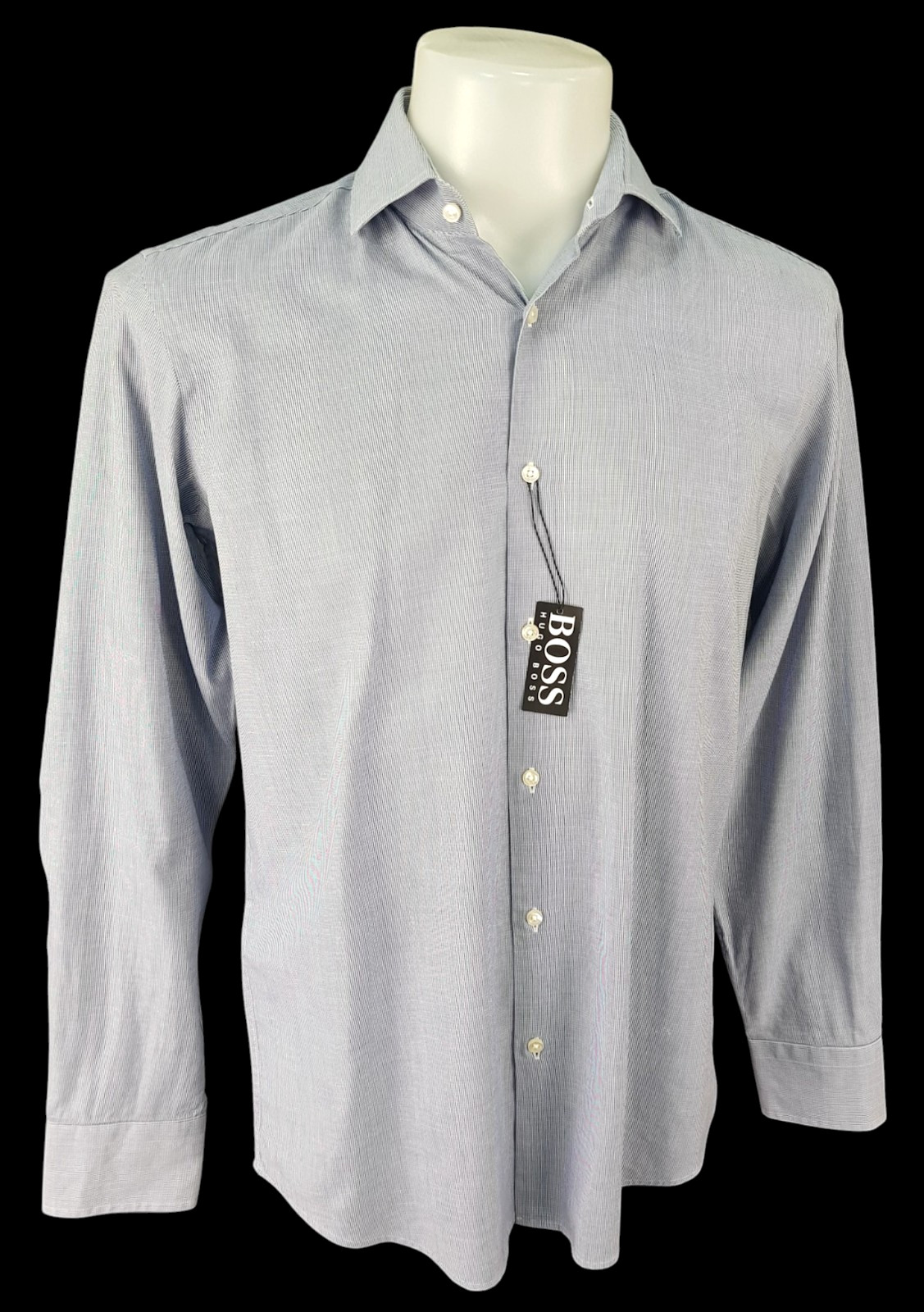 BOSS HUGO BOSS Mens Blue L/S EVENING SHIRT Regular Fit - 15.5" - M - 46" - £129 thumbnail 4