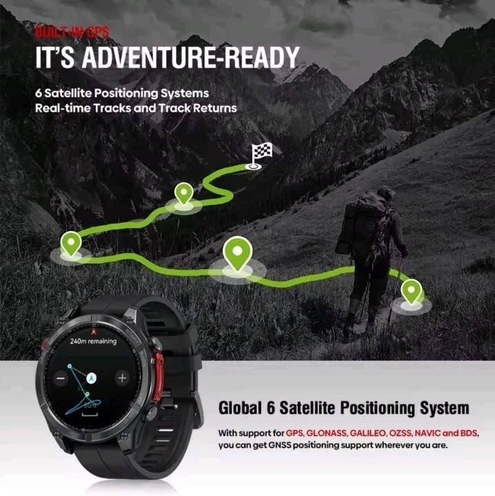 Zeblaze Stratos 4 GPS Smartwatch AMOLED Compass Barometric Alti BT Call 5ATM WP - Image 3 of 4