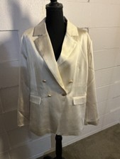 Blazer S'EDGE elegante raso doppiopetto avorio taglia large nuovo con etichette prezzo al pubblico consigliato 348,00