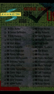 1994 Score Rookie & Traded Gold Rush Baseball Card #RT165 Checklist