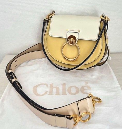 Chloe Tess Small Bag 2way Shoulder Crossbody Yellow Off-White Bicolor